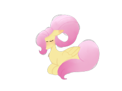 Size: 2224x1668 | Tagged: safe, artist:shqnnyhere, fluttershy, pegasus, pony, g4, alternate hairstyle, blushing, ear blush, eyes closed, lying down, ponyloaf, prone, simple background, solo, transparent background