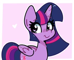 Size: 1973x1606 | Tagged: safe, artist:kindakismet, twilight sparkle, alicorn, pony, g4, abstract background, heart, passepartout, solo, twilight sparkle (alicorn)