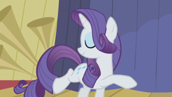 Size: 1280x720 | Tagged: safe, screencap, rarity, pony, unicorn, boast busters, g4, elegant, eyes closed, pose, standing on two hooves