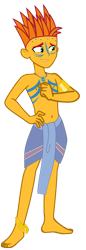 Size: 614x1795 | Tagged: safe, artist:crazybrothersstyler2, oc, oc only, oc:alex seville, human, equestria girls, g4, anklet, barefoot, belly button, clothes, feet, jewelry, loincloth, male, male oc, partial nudity, simple background, solo, tattoo, topless, transparent background, vector