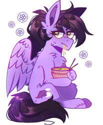 Size: 2500x3035 | Tagged: safe, artist:faultx, oc, oc only, oc:quilly ink, pegasus, pony, food, noodles, ramen, simple background, solo, transparent background