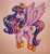 Size: 2710x2934 | Tagged: safe, artist:dariarchangel, twilight sparkle, alicorn, pony, g4, crown, cute, element of magic, female, flying, hoof shoes, jewelry, mare, older, older twilight, older twilight sparkle (alicorn), peytral, princess, princess shoes, redesign, regalia, smiling, solo, sparkles, spread wings, traditional art, twiabetes, twilight sparkle (alicorn), wings