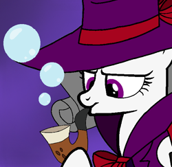 Size: 600x582 | Tagged: safe, artist:noi kincade, oc, oc only, oc:oliver spade, pegasus, pony, blowing bubbles, bubble, bubble pipe, clothes, detective, fedora, female, gradient background, hat, pipe, solo, trenchcoat
