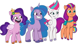 Size: 1121x638 | Tagged: safe, edit, edited screencap, editor:pascalmulokozi2, screencap, izzy moonbow, pipp petals, sunny starscout, zipp storm, earth pony, pegasus, pony, unicorn, g5, my little pony: tell your tale, background removed, episode needed, female, group, not a vector, quartet, siblings, simple background, sisters, transparent background