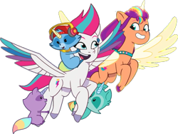 Size: 1142x860 | Tagged: safe, edit, edited screencap, editor:pascalmulokozi2, screencap, sunny starscout, zipp storm, alicorn, pegasus, pony, raccoon, raccoonicorn, g5, my little pony: tell your tale, the lone alicorn, spoiler:g5, spoiler:my little pony: tell your tale, spoiler:tyts02e07, adorazipp, artificial horn, artificial wings, augmented, background removed, concave belly, cute, fit, flying, heartwarming, horn, magic, magic horn, magic wings, not a vector, race swap, simple background, slender, sunnybetes, sunnycorn, thin, transparent background, wings