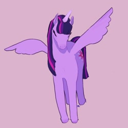 Size: 640x640 | Tagged: safe, artist:luckyelfart, twilight sparkle, alicorn, pony, g4, purple background, simple background, solo, twilight sparkle (alicorn)