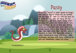 Size: 3014x2102 | Tagged: safe, artist:aleximusprime, oc, oc only, oc:pansy the wyrm, dragon, wyrm, fanfic:my little sister is a dragon, bio, description, female, pet, slit pupils, story included