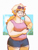 Size: 624x819 | Tagged: safe, artist:punkittdev, applejack, human, g4, applejacked, body freckles, buff, clothes, eyebrows, eyebrows visible through hair, eyelashes, female, food, freckles, holding, holding head, human coloration, humanized, light skin, looking back, muscles, muscular female, passepartout, ponytail, popsicle, shorts, sports shorts, sunglasses, tank top, tied hair