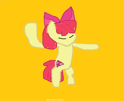 Size: 1138x928 | Tagged: safe, artist:coltfan97, apple bloom, earth pony, pony, g4, 1000 hours in ms paint, dancing, gold background, simple background, solo
