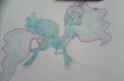 Size: 3264x2148 | Tagged: safe, artist:serega2009, princess luna, alicorn, pony, g4, female, mare, paper, picture, solo, traditional art