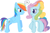 Size: 2340x1538 | Tagged: safe, rainbow dash, rainbow dash (g3), pegasus, pony, g3, g3.5, g4, angry, crossover, duo, faic, female, generational ponidox, mare, simple background, smiling, speech bubble, ugh, white background