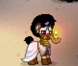 Size: 650x548 | Tagged: safe, oc, oc:zee_leh, pony, pony town, afro, art, candle, clothes, equine, flower, jewelry, robes, solo