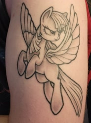 Size: 1932x2621 | Tagged: safe, artist:anonymous, twilight sparkle, alicorn, pony, g4, black and white, grayscale, irl, missing cutie mark, monochrome, photo, solo, spread wings, tattoo, twilight sparkle (alicorn), wings