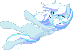 Size: 1500x1019 | Tagged: safe, artist:an-m, oc, oc only, oc:snowdrop, pegasus, pony, 2021, female, filly, foal, looking at you, lying down, old art, on back, on side, simple background, smiling, solo, transparent background