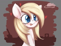 Size: 1833x1382 | Tagged: safe, artist:an-m, oc, oc only, oc:aryanne, earth pony, pony, 2021, aryan, aryan pony, blonde, blushing, bust, colored pupils, female, heart, mare, nazipone, old art, pony oc, sitting, solo, tongue out