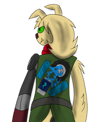 Size: 2880x3200 | Tagged: safe, artist:derpanater, oc, oc only, oc:scrappy, diamond dog, fallout equestria, clothes, logo, looking away, scarf, simple background, solo, white background