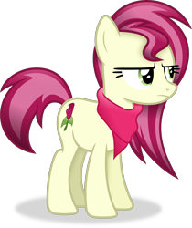 Size: 2812x3343 | Tagged: safe, artist:anime-equestria, roseluck, earth pony, pony, g4, alternate hairstyle, bandana, female, high res, mare, roseluck is not amused, simple background, solo, transparent background, vector