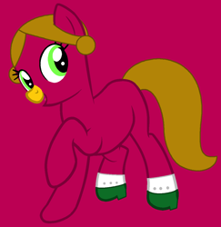 Size: 1067x1100 | Tagged: safe, artist:raini-bases, artist:spitfirethepegasusfan39, earth pony, pony, g4, adult blank flank, base used, blank flank, clothes, female, helpful, little miss, little miss helpful, magenta background, mare, mr. men, mr. men little miss, open mouth, open smile, ponified, raised hoof, raised leg, shoes, simple background, smiling, solo