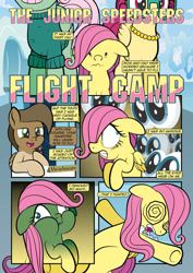 Size: 1920x2715 | Tagged: safe, artist:alexdti, fluttershy, gentle breeze, posey shy, oc, pegasus, pony, comic:how we met, g4, female, filly, filly fluttershy, floppy ears, green face, swirly eyes, younger