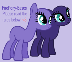 Size: 445x379 | Tagged: safe, artist:firepony-bases, artist:ukulelemoon, oc, oc only, earth pony, pony, g4, green isn't your color, season 1, bald, base, duo, female, lavender background, mare, siblings, simple background, smiling, twins