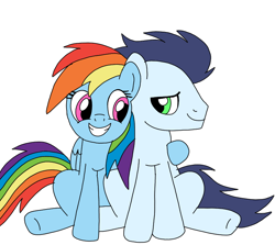 Size: 806x720 | Tagged: safe, artist:dasher666, rainbow dash, soarin', pegasus, pony, g4, female, male, mare, ship:soarindash, shipping, simple background, stallion, straight, white background