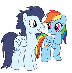 Size: 720x727 | Tagged: safe, artist:dasher666, rainbow dash, soarin', pegasus, pony, g4, female, male, mare, ship:soarindash, shipping, simple background, stallion, straight, white background