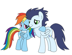 Size: 929x720 | Tagged: safe, artist:dasher666, rainbow dash, soarin', pegasus, pony, g4, female, male, mare, ship:soarindash, shipping, simple background, stallion, straight, white background