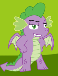 Size: 607x799 | Tagged: safe, artist:cmara, spike, dragon, g4, heroic, male, pose, smiling, solo, winged spike, wings