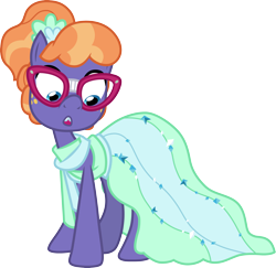 Size: 3084x3000 | Tagged: safe, artist:cloudy glow, frazzle rock, earth pony, pony, g4, .ai available, clothes, dress, female, glasses, mare, simple background, solo, transparent background, vector