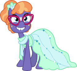 Size: 3257x3000 | Tagged: safe, artist:cloudy glow, frazzle rock, earth pony, pony, g4, .ai available, clothes, dress, female, glasses, simple background, solo, transparent background, vector