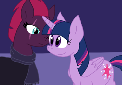 Size: 1102x770 | Tagged: safe, artist:cmara, tempest shadow, twilight sparkle, alicorn, unicorn, g4, my little pony: the movie, female, lesbian, ship:tempestlight, shipping, twilight sparkle (alicorn)