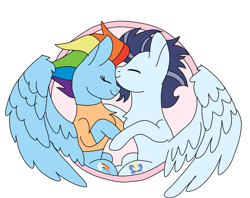 Size: 909x720 | Tagged: safe, artist:dasher666, rainbow dash, soarin', pegasus, pony, g4, the last problem, female, forehead kiss, kissing, male, mare, older, older rainbow dash, older soarin', older soarindash, ship:soarindash, shipping, simple background, stallion, straight, white background