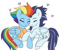 Size: 853x720 | Tagged: safe, artist:dasher666, rainbow dash, soarin', pegasus, pony, g4, the last problem, female, male, mare, older, older rainbow dash, older soarin', older soarindash, ship:soarindash, shipping, simple background, stallion, straight, white background