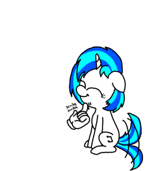 Size: 3023x3351 | Tagged: safe, artist:professorventurer, dj pon-3, vinyl scratch, unicorn, g4, ^^, clothes, disembodied hand, eyes closed, female, filly, filly vinyl scratch, floppy ears, gloves, hand, happy, horn, petting, satisfied, scratching, simple background, smiling, smirk, tail, tail wag, white background, younger