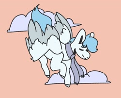 Size: 1536x1240 | Tagged: safe, artist:whinyalli, oc, oc only, oc:file folder, pegasus, clothes, cloud, commission, flying, male, scarf, solo, stallion, ych result