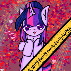 Size: 2048x2048 | Tagged: safe, artist:milochanz!, twilight sparkle, pony, unicorn, g4, bbbff, chest fluff, heart, hooves to the chest, implied shining armor, solo, strategically covered, unicorn twilight