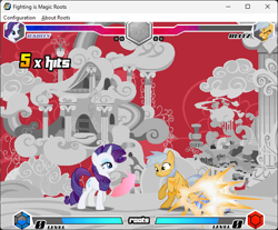 Size: 642x532 | Tagged: artist needed, safe, rarity, pegasus, unicorn, fighting is magic, fighting is magic - roots, g4, blitz (character), clone, cloudsdale, fan game, flying, game screencap, house