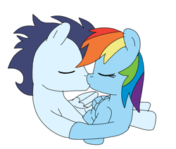 Size: 850x720 | Tagged: safe, artist:dasher666, rainbow dash, soarin', pegasus, pony, g4, female, kiss on the lips, kissing, male, mare, ship:soarindash, shipping, simple background, stallion, straight, white background