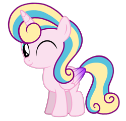 Size: 2496x2400 | Tagged: safe, artist:motownwarrior01, derpibooru exclusive, oc, oc only, oc:prince cupid lovesong, alicorn, pony, base used, colt, cute, foal, folded wings, horn, magical lesbian spawn, male, offspring, one eye closed, parent:princess cadance, parent:princess flurry heart, parents:flurrydance, product of incest, simple background, smiling, solo, transparent background, wings, wink