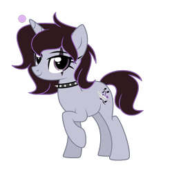 Size: 2693x2709 | Tagged: safe, artist:darbypop1, oc, oc only, oc:ivy quill, pony, unicorn, choker, female, mare, simple background, solo, spiked choker, transparent background