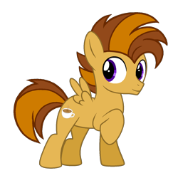 Size: 1320x1320 | Tagged: safe, artist:motownwarrior01, oc, oc only, oc:toffee coffee, pegasus, base used, colt, cute, foal, happy, male, pegasus oc, raised hoof, simple background, solo, spread wings, transparent background, wings