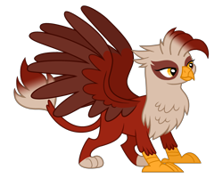 Size: 2880x2304 | Tagged: safe, artist:motownwarrior01, oc, oc only, oc:roja, griffon, base used, female, griffon oc, simple background, smiling, solo, spread wings, transparent background, wings