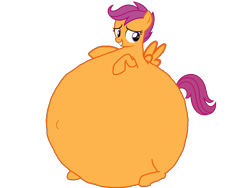 Size: 3264x2448 | Tagged: safe, artist:simonstudio587, scootaloo, pegasus, pony, g4, female, inflation, simple background, solo, spherical inflation, transparent background
