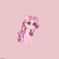 Size: 2480x2480 | Tagged: safe, artist:starburstuwu, oc, oc only, pony, unicorn, crossed hooves, horn, looking at you, not sweetie belle, pink background, simple background, smiling, smirk, solo, unicorn oc