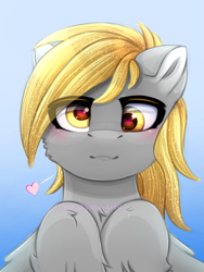 Size: 1875x2500 | Tagged: safe, artist:taiweiart, derpy hooves, pegasus, pony, g4, blushing, eye clipping through hair, female, gradient background, heart, heart eyes, high res, looking at you, mare, solo, wingding eyes