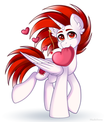 Size: 3234x3786 | Tagged: safe, artist:madelinne, oc, oc only, oc:ryoku memori, alicorn, pony, alicorn oc, heart, horn, looking at you, male, simple background, solo, stallion, white background, wings