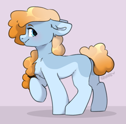 Size: 1395x1368 | Tagged: safe, alternate character, alternate version, artist:itsspoops, oc, earth pony, pony, cute, female, looking back, mare, raised hoof, solo