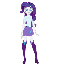 Size: 1012x1135 | Tagged: safe, rarity, equestria girls, g4, belt, belt buckle, boots, clothes, cutie mark on clothes, cutie mark on skirt, high heel boots, lips, lolirock, shirt, shoes, simple background, solo, style emulation, transparent background