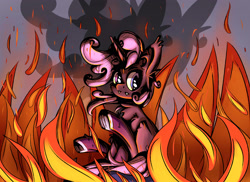 Size: 2976x2164 | Tagged: safe, artist:ybkathan, oc, oc only, pony, unicorn, fire, solo