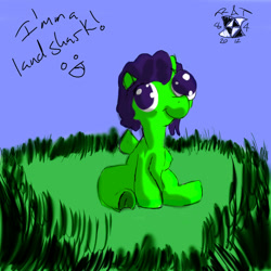 Size: 1000x1000 | Tagged: safe, artist:ares165, oc, oc only, pony, derp, land shark, sitting, smiling, solo